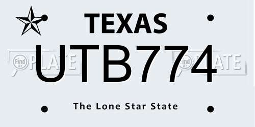 UTB774 Texas License Plate