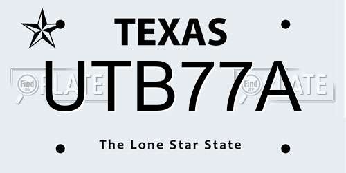 UTB77A Texas License Plate