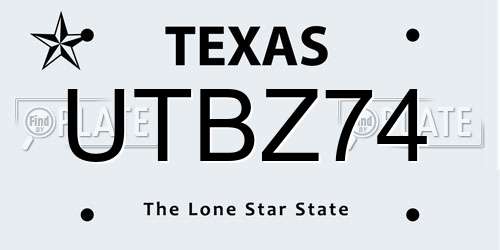 UTBZ74 Texas License Plate