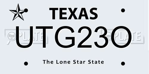 UTG23O Texas License Plate