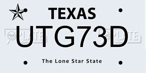 UTG73D Texas License Plate