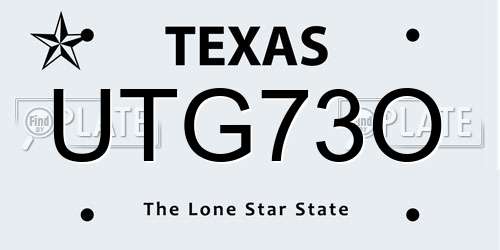 UTG73O Texas License Plate