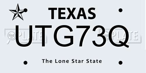 UTG73Q Texas License Plate