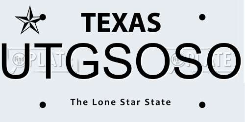 UTGSOSO Texas License Plate