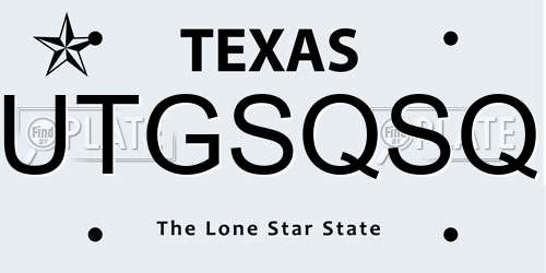 UTGSQSQ Texas License Plate