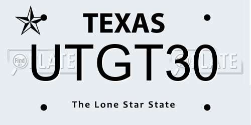 UTGT30 Texas License Plate