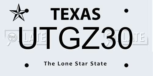 UTGZ30 Texas License Plate