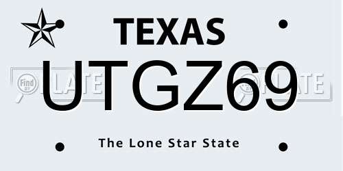 UTGZ69 Texas License Plate