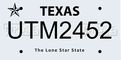 UTM2452 Texas License Plate