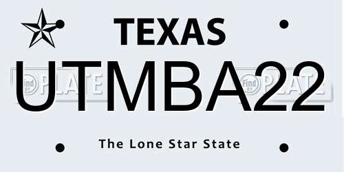 UTMBA22 Texas License Plate
