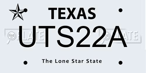 UTS22A Texas License Plate