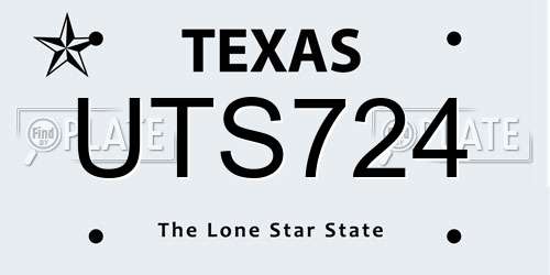 UTS724 Texas License Plate