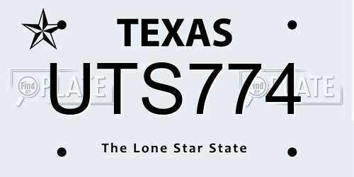 UTS774 Texas License Plate