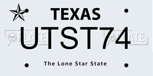 UTST74 Texas License Plate