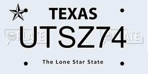 UTSZ74 Texas License Plate
