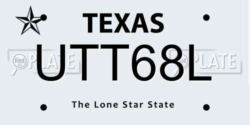 UTT68L Texas License Plate