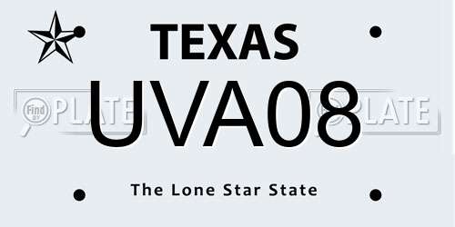 UVA08 Texas License Plate
