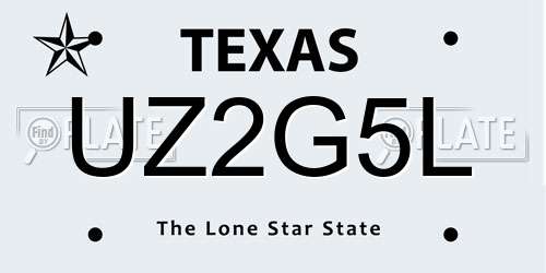 UZ2G5L Texas License Plate