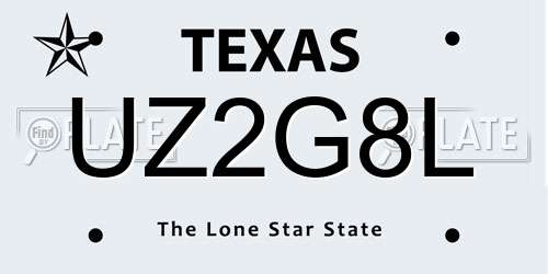 UZ2G8L Texas License Plate