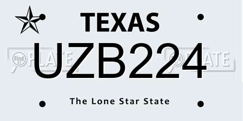 UZB224 Texas License Plate