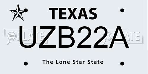 UZB22A Texas License Plate