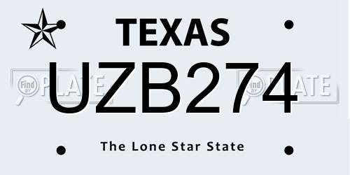 UZB274 Texas License Plate