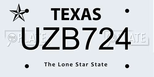 UZB724 Texas License Plate