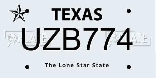 UZB774 Texas License Plate