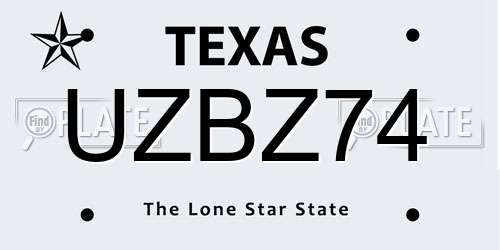 UZBZ74 Texas License Plate