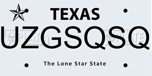 UZGSQSQ Texas License Plate