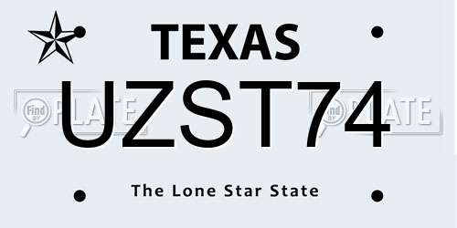 UZST74 Texas License Plate