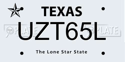 UZT65L Texas License Plate