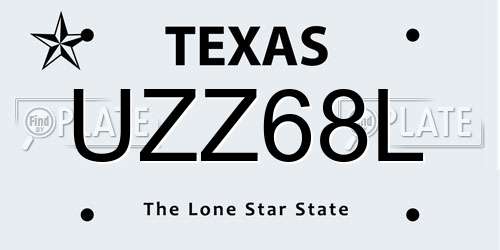 UZZ68L Texas License Plate