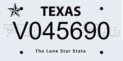 V045690 Texas License Plate