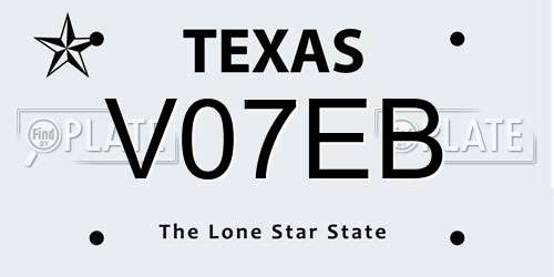 V07EB Texas License Plate