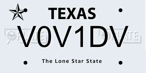 V0V1DV Texas License Plate