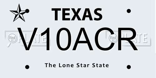 V10ACR Texas License Plate