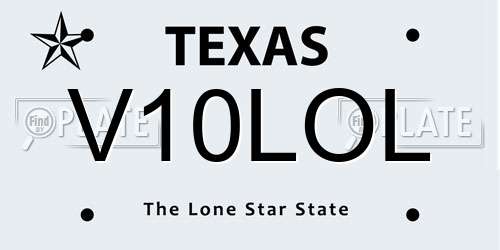 V10LOL Texas License Plate