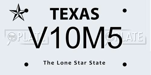 V10M5 Texas License Plate