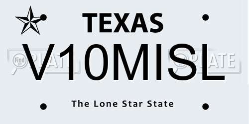 V10MISL Texas License Plate