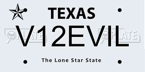 V12EVIL Texas License Plate