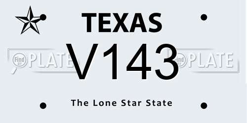 V143 Texas License Plate