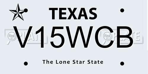 V15WCB Texas License Plate