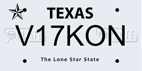 V17KON Texas License Plate