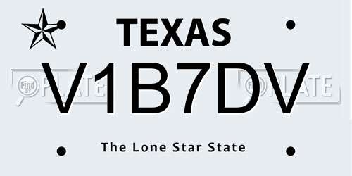 V1B7DV Texas License Plate