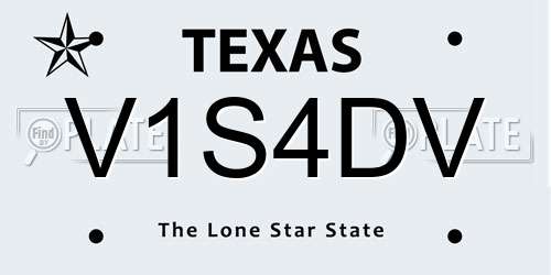 V1S4DV Texas License Plate
