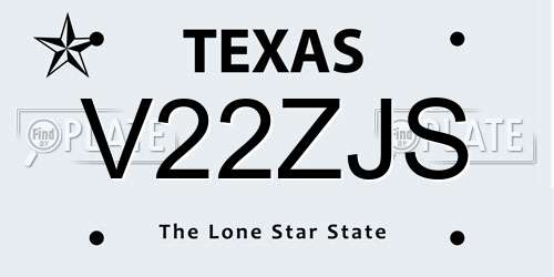 V22ZJS Texas License Plate