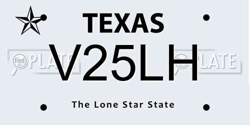 V25LH Texas License Plate