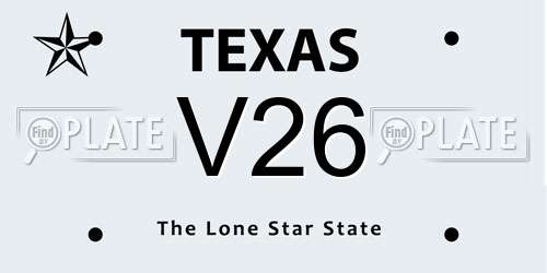 V26 Texas License Plate