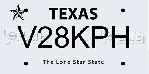 V28KPH Texas License Plate